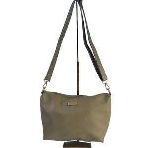 BCBG PARIS Beige Adjustable Strap Faux Leather Shoulder Bag Zip Pouch Zip Pocket